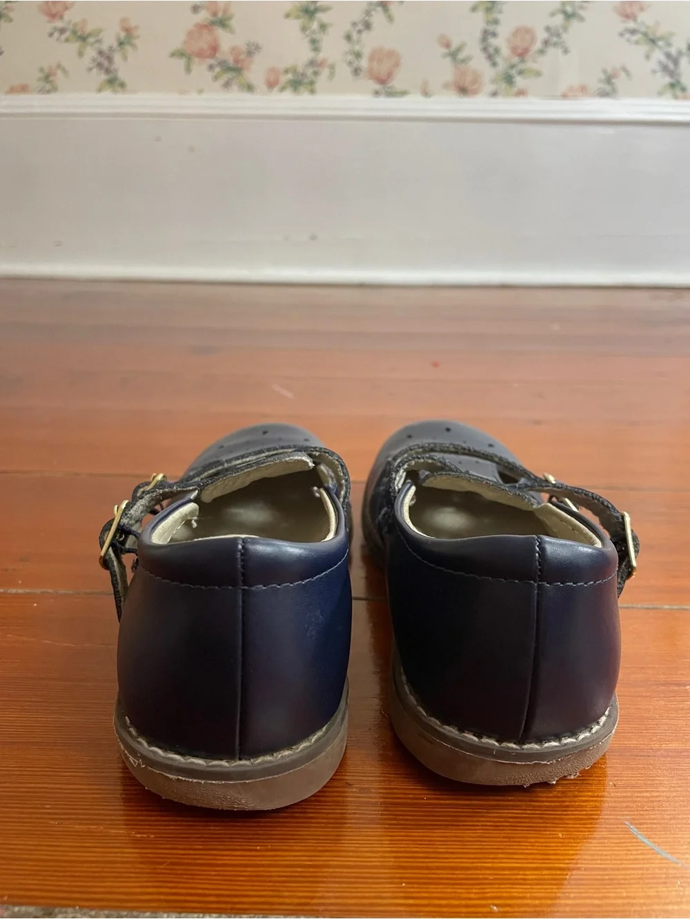 Footmates Danielle Navy Double Strap Mary Jane Shoes Size Girls 1 Wide 💛🎀